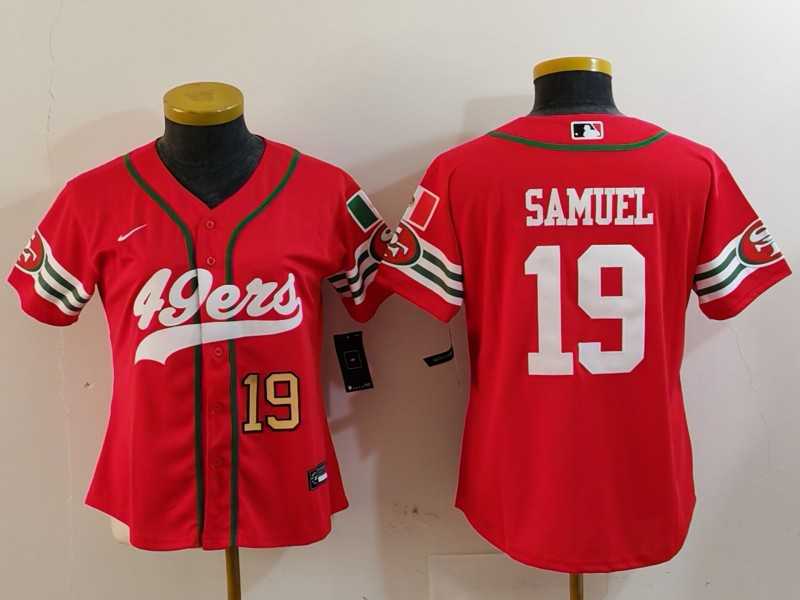 Womens San Francisco 49ers #19 Deebo Samuel Red Mexico Cool Base Stitched Baseball Jerseys->women nfl jersey->Women Jersey